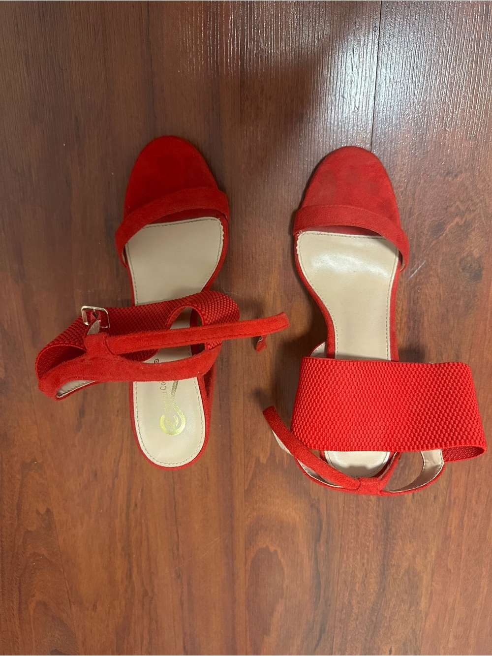 Red Ankle-Strap Open-Toe Women’s Sandals